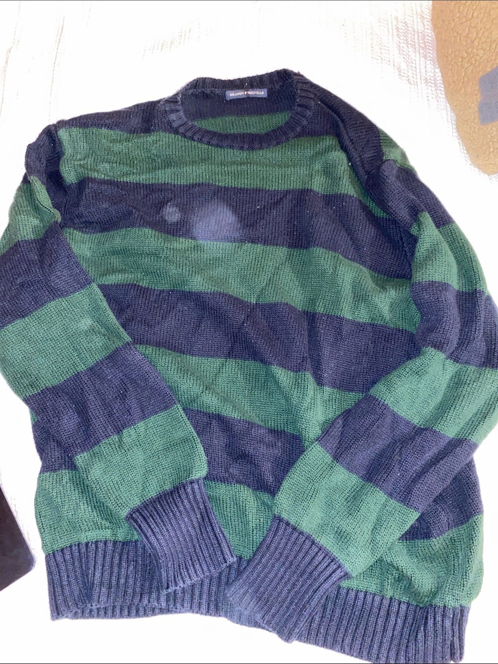 “Tate” Classic Striped Crewneck Sweater - Green/Black